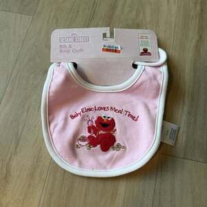 Vintage 2000s Sesame Street Baby Elmo Bib Set Pink
